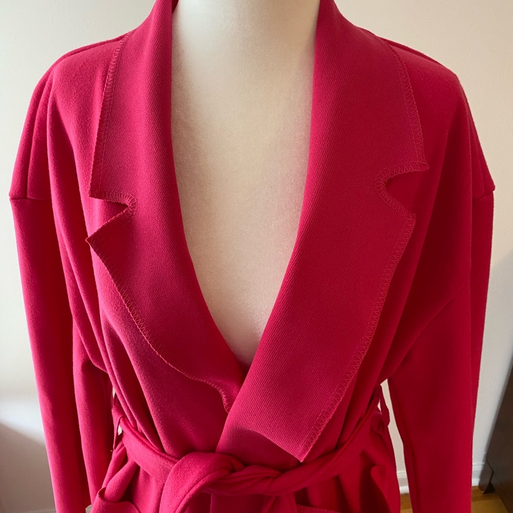 Boohoo Hot Pink Long Trench Coat - Picture 5 of 9